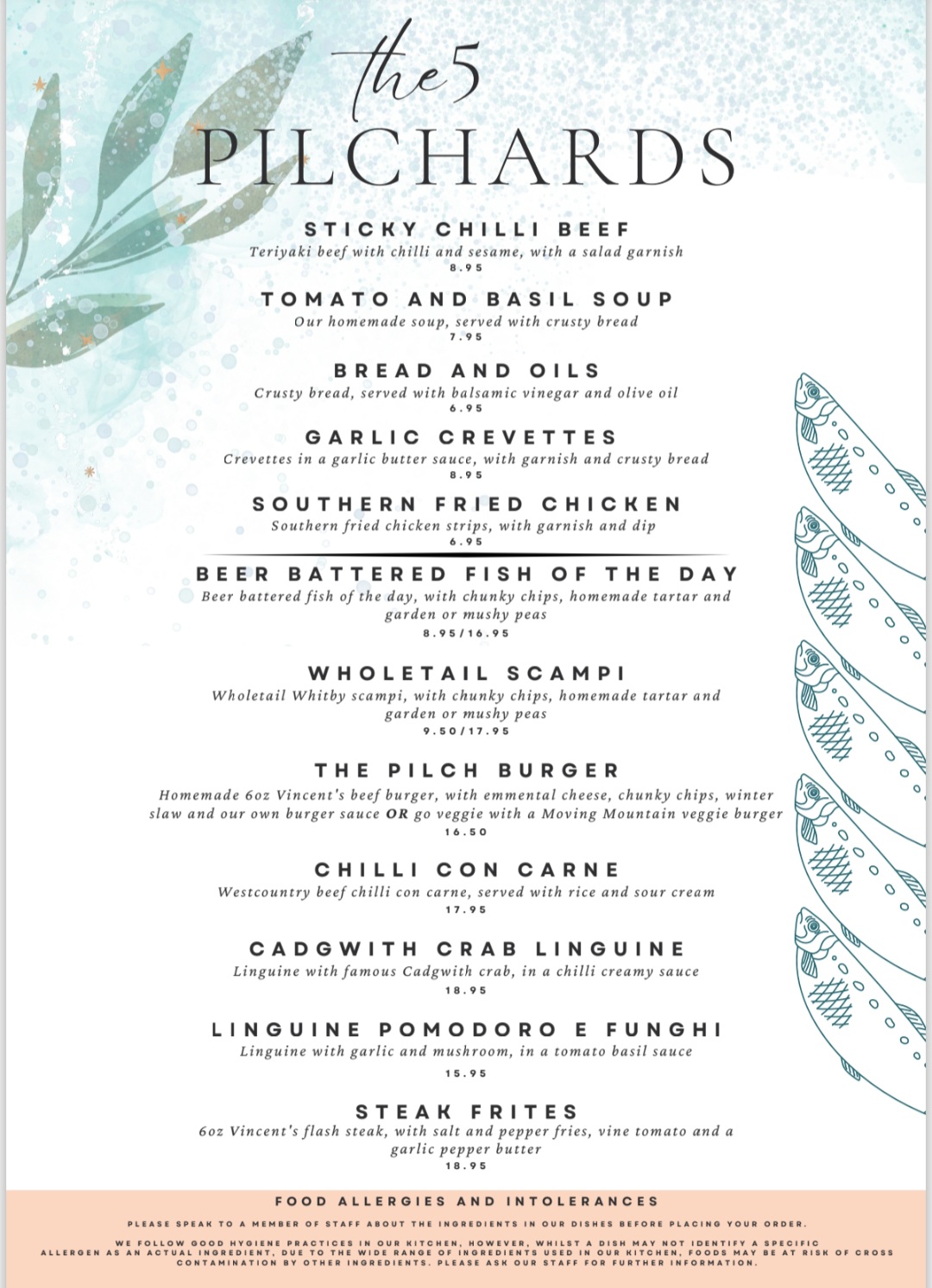 The Five Pilchards main menu